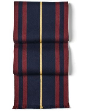 Aspinal of London Striped Merino Wool Scarf - Blue