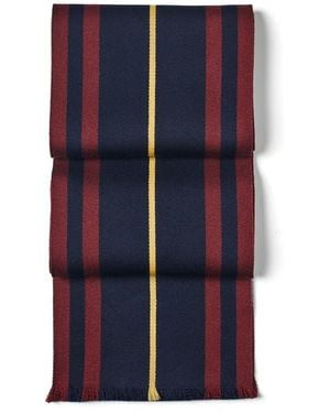 Aspinal of London Striped Merino Wool Scarf - Blue