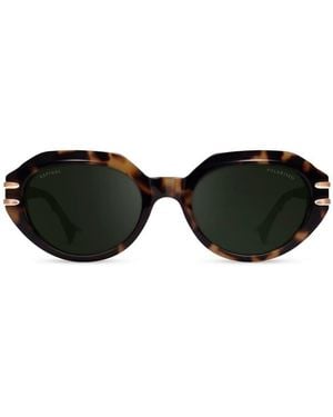 Aspinal of London Amelia Oval Sunglasses - Black