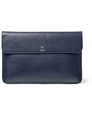 Aspinal of London Leather Laptop Case - Blue