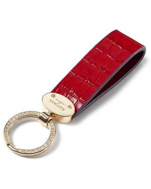 Aspinal of London Oval Loop Keyring - Red