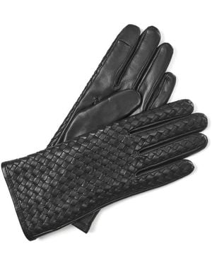 Aspinal of London Nappa Woven Leather Gloves - Black