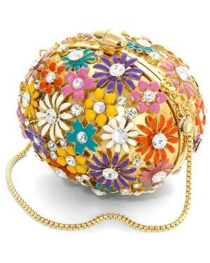 Aspinal of London Embellished Floral Egg Clutch - Metallic