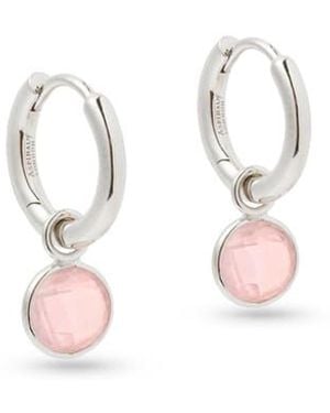 Aspinal of London Gemstone Huggie Earrings - Pink