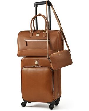 Aspinal of London 3 Piece Flight Collection: Cabin Case, Flight Bag & Crossbody Bag - Brown