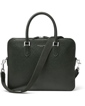 Aspinal of London Slim Leather Briefcase - Black
