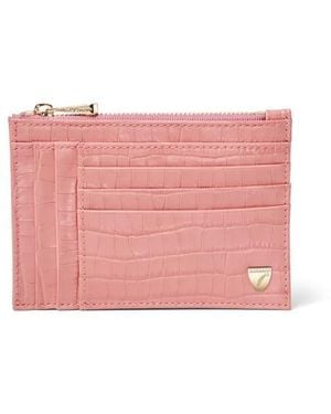 Aspinal of London Double Sided Zipped Card & Coin Holder - Pink