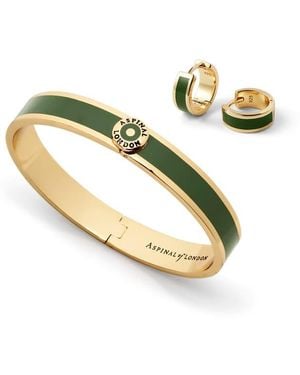 Aspinal of London Enamel Huggie Earrings & Bangle Set - Metallic