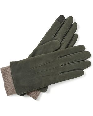 Aspinal of London Damen-Nubukhandschuhe Mit Strickbündchen Aus Pinien-Nubuk - Green