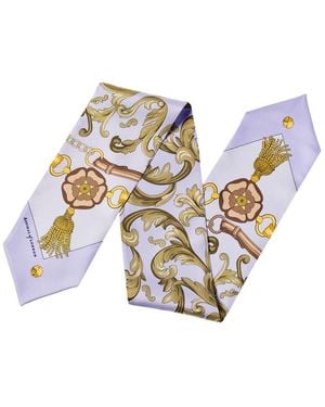 Aspinal of London Signature Shield Neck Bow Scarf - White
