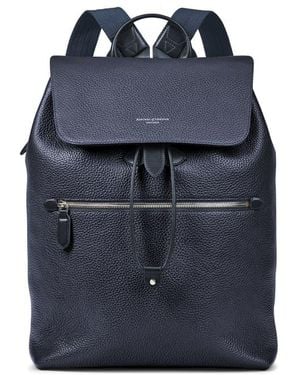 Aspinal of London Reporter Leather Backpack - Blue
