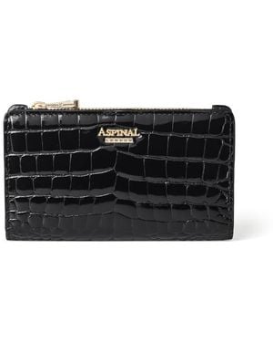 Aspinal of London Mayfair Coin & Card Leather Wallet - Black