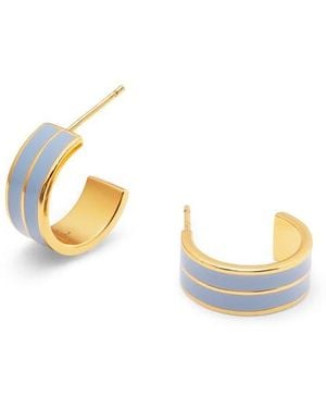 Aspinal of London Ribbed Enamel Hoop Earring - Metallic