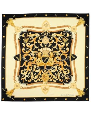 Aspinal of London Signature Shield Silk Scarf - Metallic