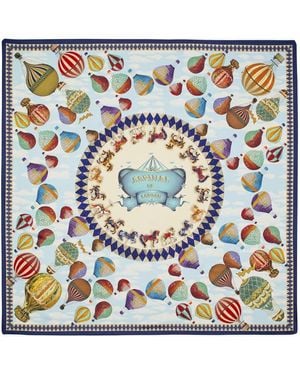 Aspinal of London Hot Air Balloon Silk Scarf - Blue