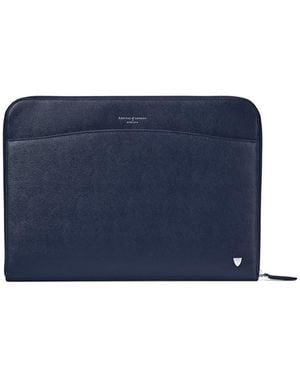 Aspinal of London City Laptop Leather Folio Case - Blue