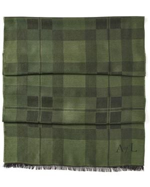 Aspinal of London Silk Check Scarf - Green