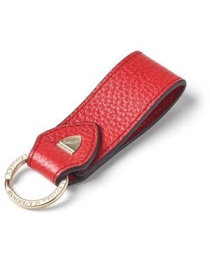 Aspinal of London Small Leather Loop Keyring - Red