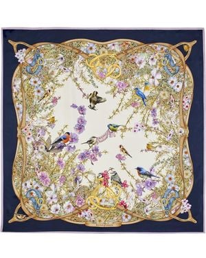 Aspinal of London Edwardian Garden Silk Scarf - Metallic