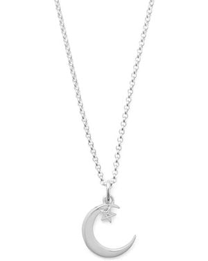 Aspinal of London Crescent Moon & Star Pendant Necklace - Metallic