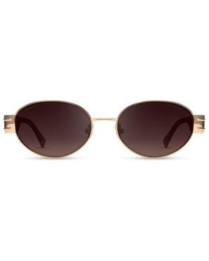 Aspinal of London Poppy Oval Sunglasses - Brown