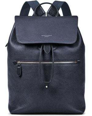 Aspinal of London Reporter Leather Backpack - Blue