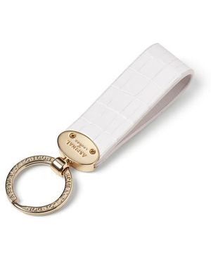 Aspinal of London Oval Loop Keyring - White