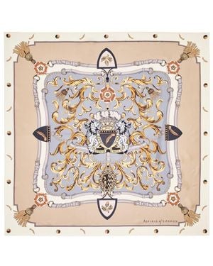 Aspinal of London Signature Shield Silk Scarf - Natural