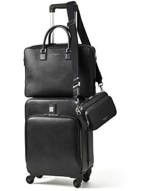 Aspinal of London Herren 3-Teilige Flight-Kollektion: Kabinenkoffer, Aktentasche & Umhängetasche - Black