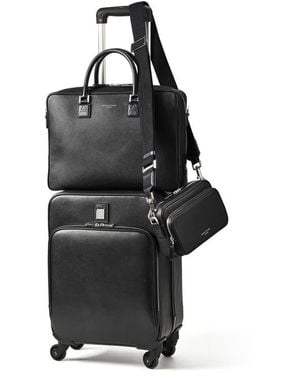 Aspinal of London 3 Piece Flight Collection: Cabin Case, Briefcase & Crossbody Bag - Black