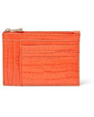 Aspinal of London Double Sided Zipped Card & Coin Holder - Orange