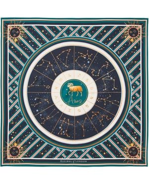 Aspinal of London Aries Zodiac Silk Scarf - Grey