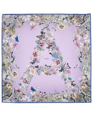 Aspinal of London Ombre 'A' Floral Silk Scarf - Purple