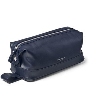 Aspinal of London Leather Wash Bag - Blue