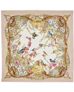 Aspinal of London Edwardian Garden Silk Scarf - Metallic