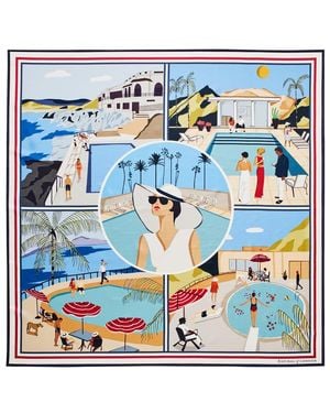 Aspinal of London Poolside Silk Scarf - Blue