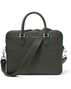 Aspinal of London Slim Leather Briefcase Bag - Green