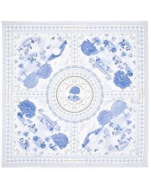 Aspinal of London Toile De Jouy Silk Scarf - Blue
