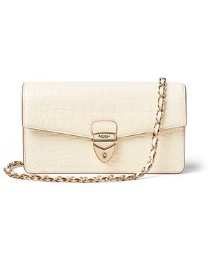 Aspinal of London Mayfair 2 Patent Croc Clutch Bag - Natural