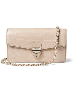 Aspinal of London Mayfair Clutch 2 Leather Crocodile Print Bag - Natural