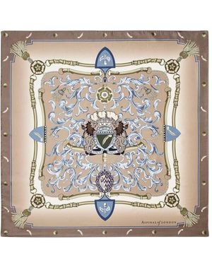 Aspinal of London Signature Shield Silk Scarf - Metallic