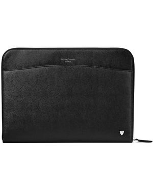 Aspinal of London City Laptop Leather Folio Case - Black