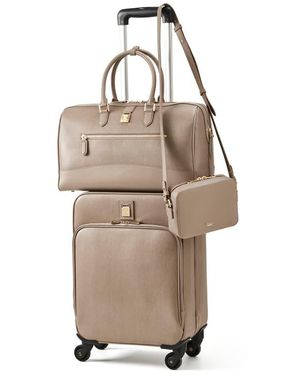 Aspinal of London 3 Piece Flight Collection: Cabin Case, Flight Bag & Crossbody Bag - Natural
