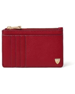 Aspinal of London Zipped Card & Coin Holder - Red