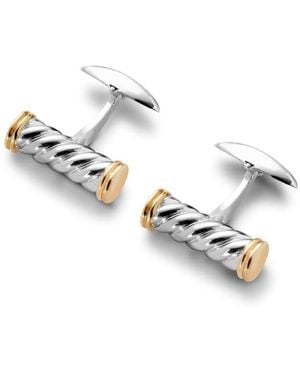 Aspinal of London Sterling & Plated Twist Barrel Cufflinks - Metallic