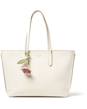 Aspinal of London Zipped East West Tote With Charm - White