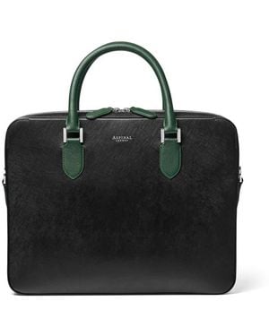 Aspinal of London Slim Leather Briefcase Bag - Black