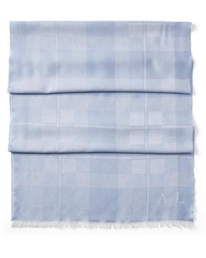 Aspinal of London Silk Check Scarf - Blue