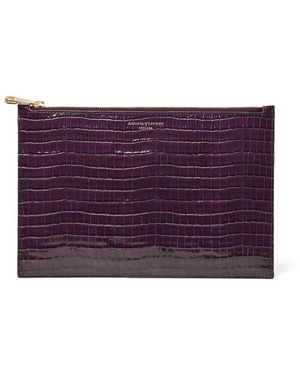 Aspinal of London Large Essential Flat Pouch - Purple