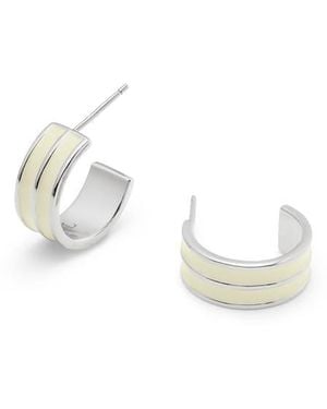 Aspinal of London Ribbed Enamel Hoop Earring - White